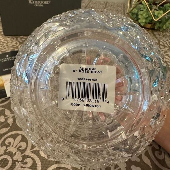 WATERFORD Crystal Archive 6” Rose Bowl Vintage New in Box Rare Signed - Picture 9 of 11